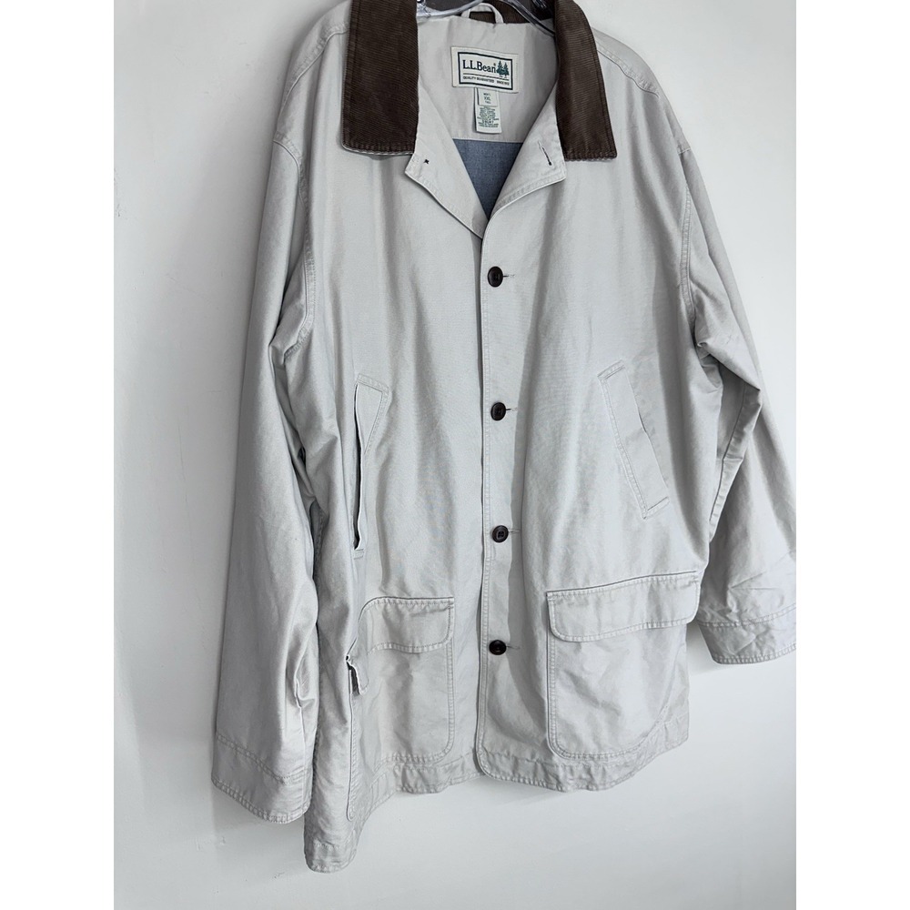 PLUS SIZE LL Bean Jacket 2XL TALL Field Coat Barn Chore‎ Canvas Corduroy Collar - Picture 2 of 16